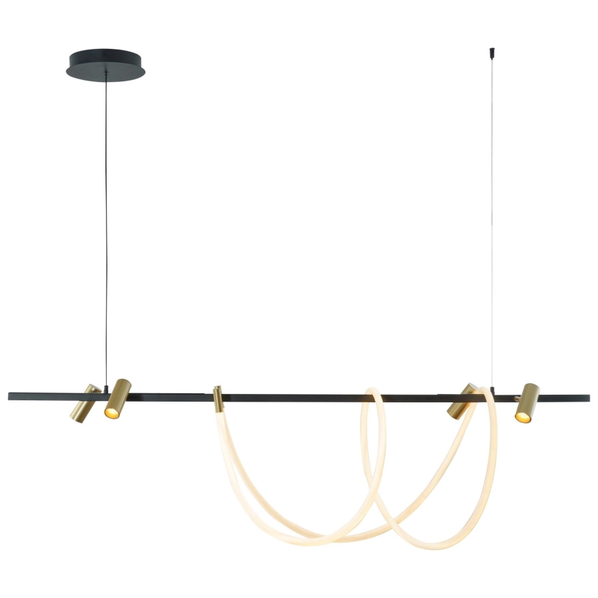 Zuma Line - LED Zatemnitveni lestenec na vrvici LED/60W + LED/7,5W/230V 2700-6000K črna/zlata + Daljinski upravljalnik