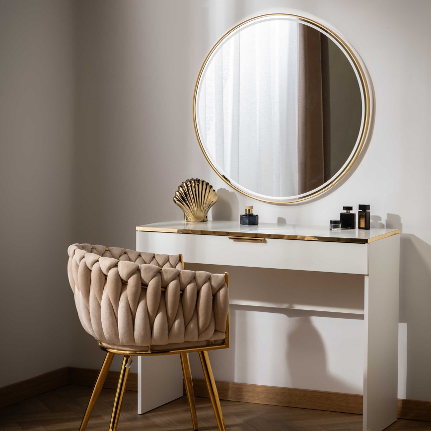 Zuma Line - LED kopalniško stensko ogledalo z osvetlitvijo LED/36W/230V 3000/4000/6000K, premer 80 cm, IP44, v zlati barvi