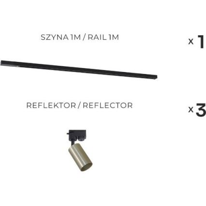 Zuma Line - Smerna svetilka za tirni sistem 3xGU10/35W/230V črna/zlata