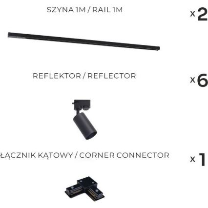 Zuma Line - Smerna svetilka v tirnem sistemu 6xGU10/35W/230V črna