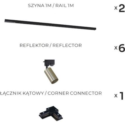 Zuma Line - Спот-світильник у трековій системі 6xGU10/35W/230V чорний/золотий