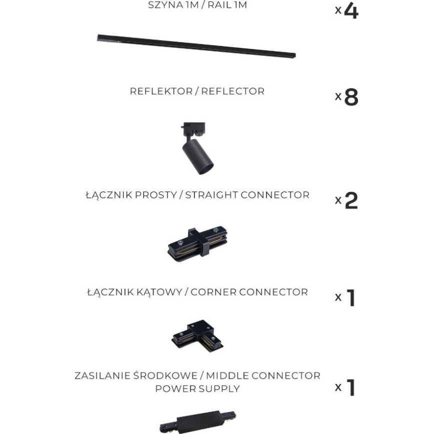 Zuma Line - Točkovna svetilka za tirni sistem 8xGU10/35W/230V črna