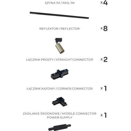 Zuma Line - Točkovna svetilka za tirni sistem 8xGU10/35W/230V črna/zlata