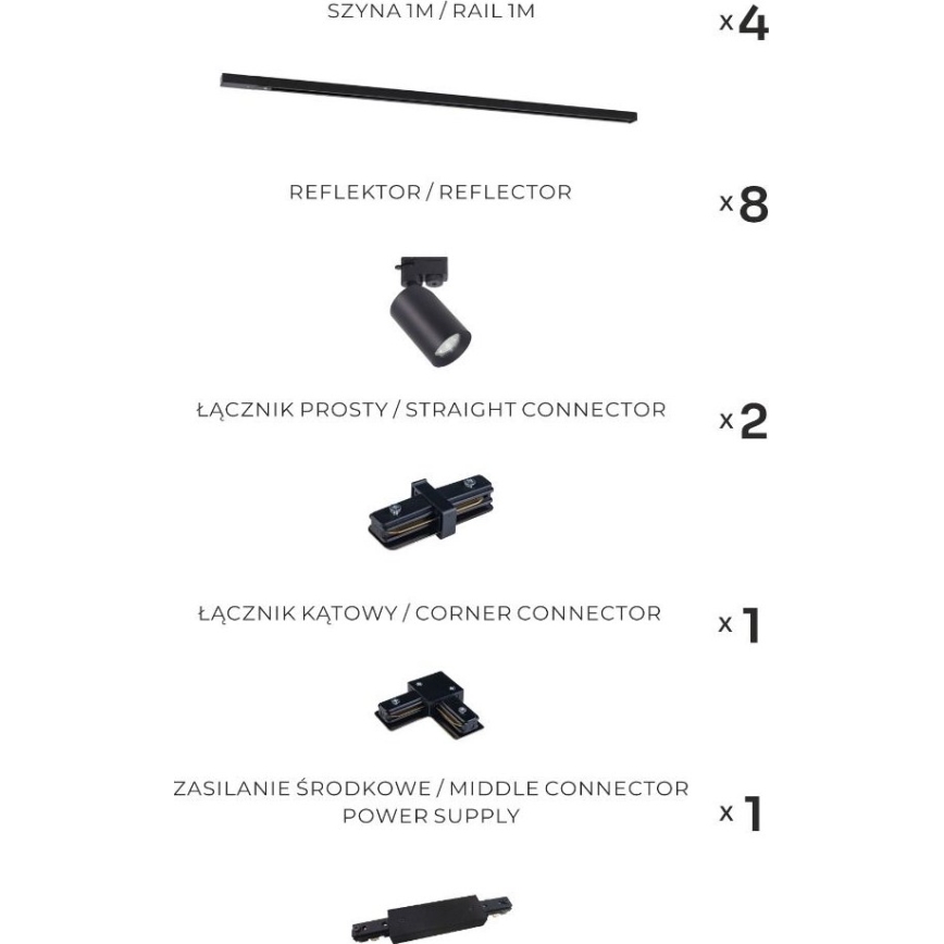 Zuma Line - Točkovna svetilka v tirnem sistemu 8xGU10/35W/230V črna