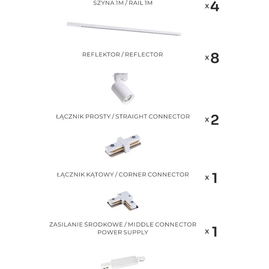 Zuma Line - Reflektor za tračni sistem 8xGU10/35W/230V bela