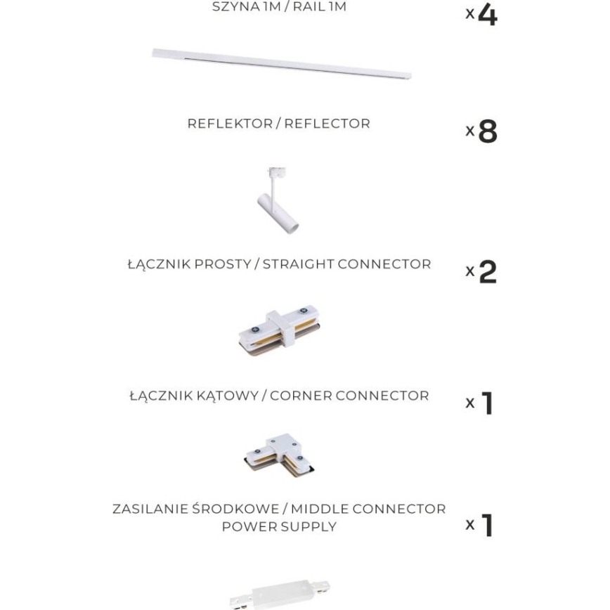 Zuma Line - Reflektor za tirni sistem 8xGU10/35W/230V bela