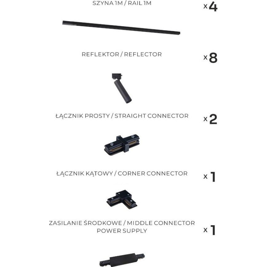 Zuma Line - Reflektor za tirni sistem 8xGU10/35W/230V črna