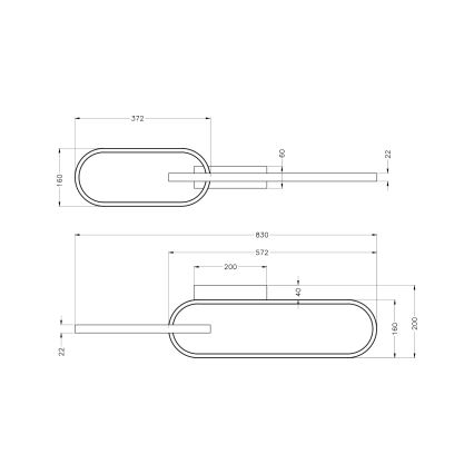 Zuma Line - LED stropna svetilka 2xLED/24W/230V črna/zlata