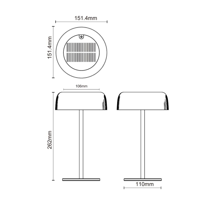 Zuma Line - LED Zatemnitvena solarna polnilna namizna svetilka LED/2,5W/2000 mAh IP44 črna