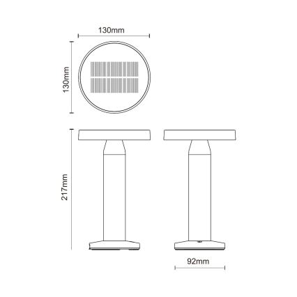 Zuma Line - LED Zatemnitvena solarna polnilna namizna svetilka LED/2W/2000 mAh IP44 črna
