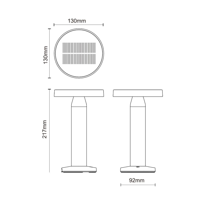 Zuma Line - LED Zatemnitvena solarna polnilna namizna svetilka LED/2W/2000 mAh IP44 črna
