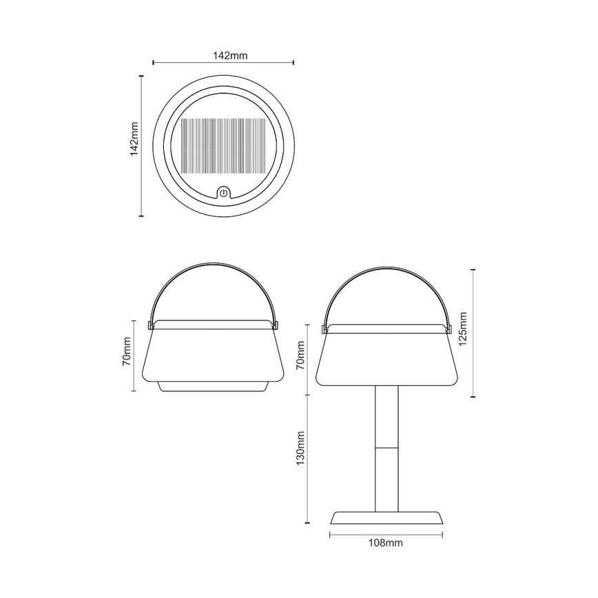 Zuma Line - LED Zatemnitvena solarna polnilna namizna svetilka LED/2,2W/2000 mAh IP44 črna