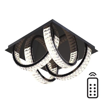Zuma Line - LED Zatemnitvena kristalna stropna svetilka LED/23,5W/230V 2700-6000K črna + Daljinski upravljalnik