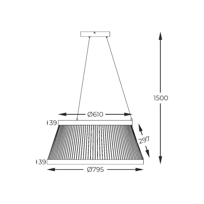 Zuma Line - LED Zatemnitveni lestenec na vrvici LED/53W/230V 2700-6000K črna + Daljinski upravljalnik