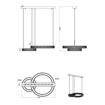 Zuma Line - LED lestenec na kablu LED/36W/230V rožnato zlato