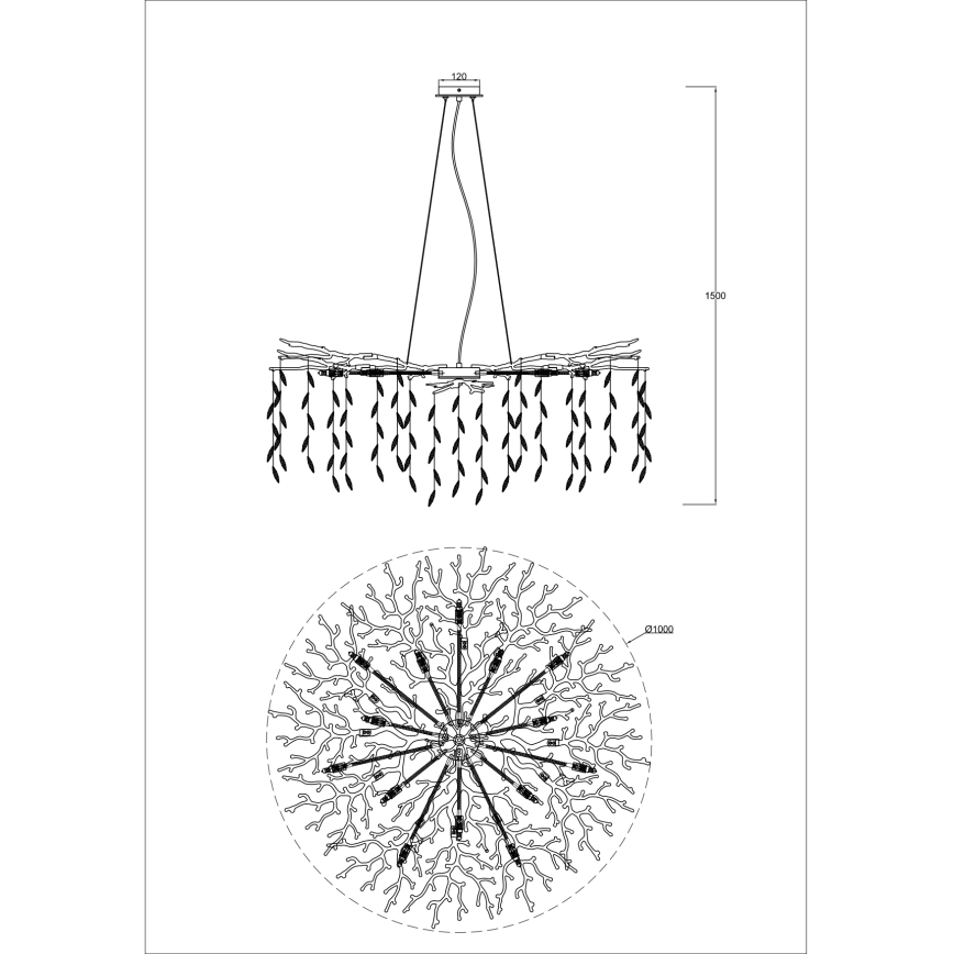 Zuma Line - Lestenec na kablu 14xG9/3,5W/230V premer 100 cm zlata