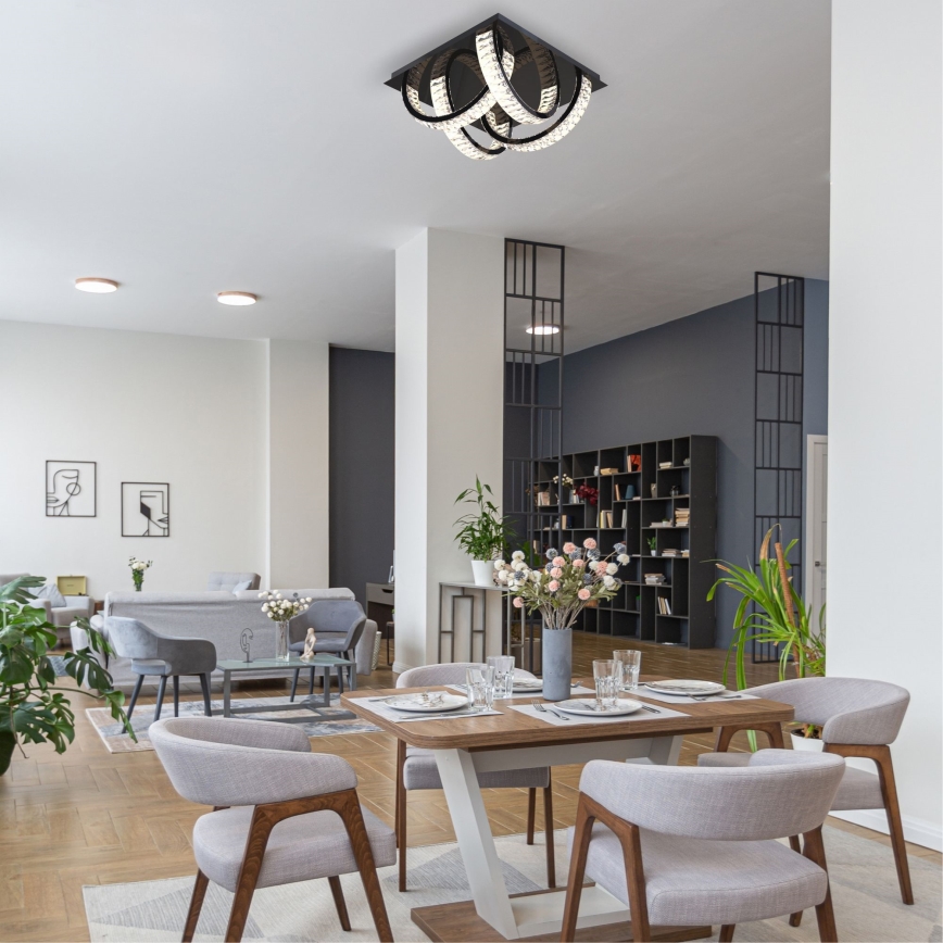 Zuma Line - LED Zatemnitvena kristalna stropna svetilka LED/23,5W/230V 2700-6000K črna + Daljinski upravljalnik