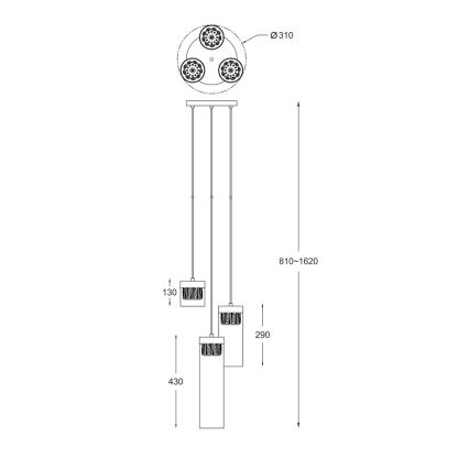 Zuma Line - Kristalni lestenec na vrvici 3xG9/28W/230V