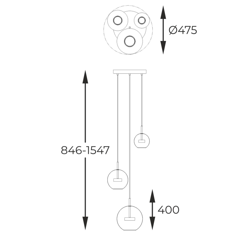Zuma Line - LED Lestenec na vrvici 3xLED/5W/230V zlata