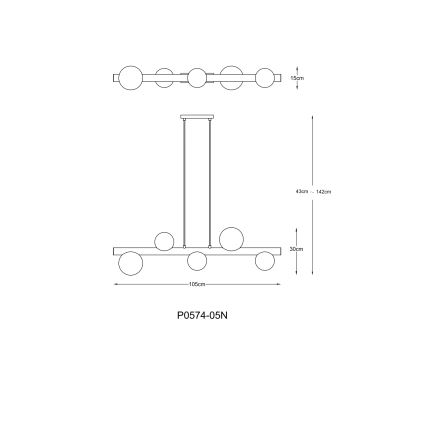 Zuma Line - Lestenec na kablu 5xG9/33W/230V črna