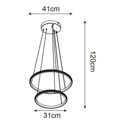 Zuma Line - LED Lestenec na vrvici RIDE LED/22W/230V + LED/14W pr. 41 cm črna