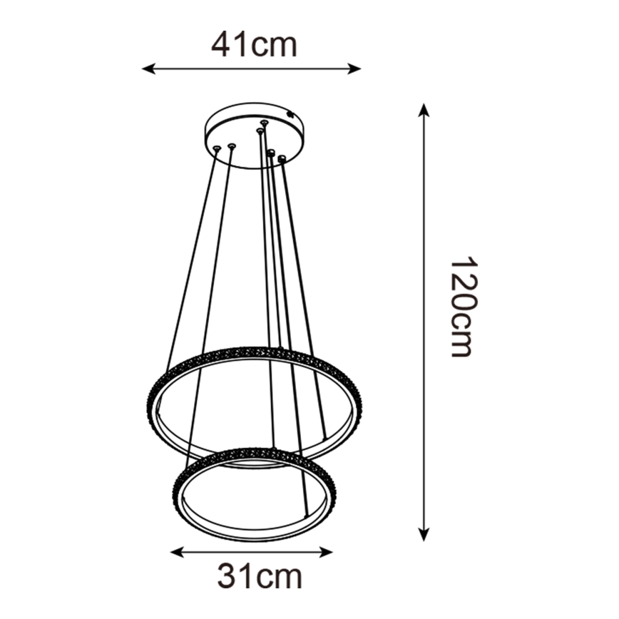 Zuma Line - LED Lestenec na vrvici RIDE LED/22W/230V + LED/14W pr. 41 cm črna