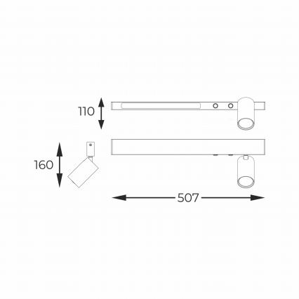 Zuma Line - LED Stenski reflektor 1xGU10/5W/230V + LED/8W črna
