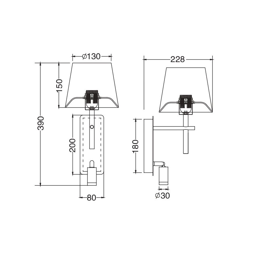 Zuma Line - LED stenska svetilka 1xE27/40W/230V + LED/2,5W medenina/bela