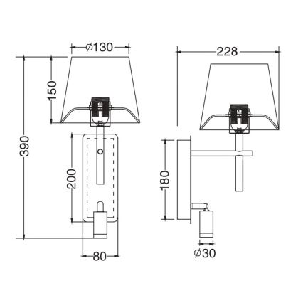 Zuma Line - LED stenska svetilka 1xE27/40W/230V + LED/2,5W matni krom/bela