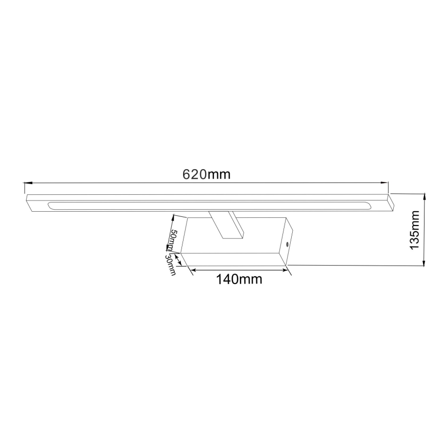 Zuma Line - LED Kopalniška luč za osvetlitev ogledala LED/20W/230V 62 cm IP44 črna