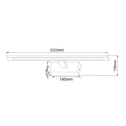Zuma Line - LED Kopalniška luč za osvetlitev ogledala LED/20W/230V 62 cm IP44 zlata