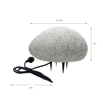 Zunanja dekorativna svetilka LUMISTONE 1xE27/15W/230V IP65, premer 31,8 cm