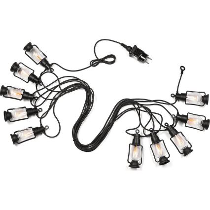 Zunanja dekorativna veriga GARLAND 10xLED 10m IP44 topla bela