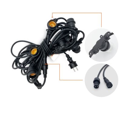 Zunanja dekorativna veriga MIMOSA 10xE27/1,3W/230V IP44 10 m