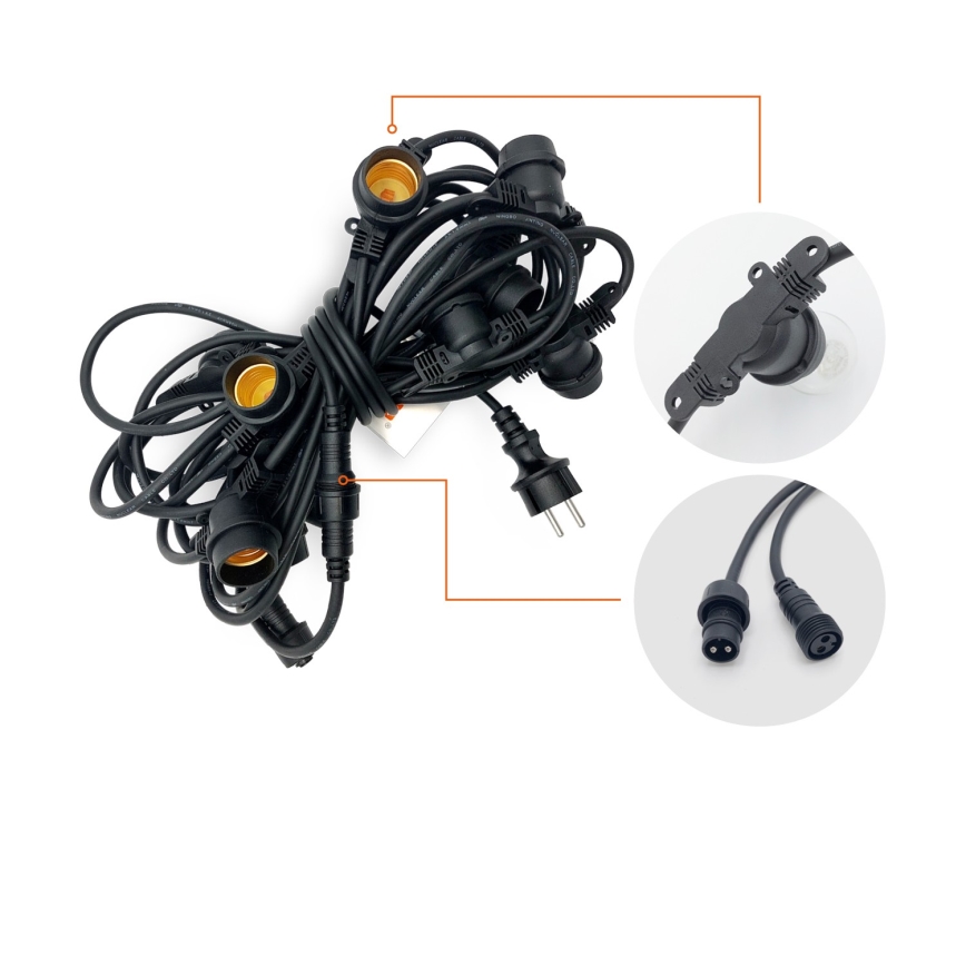 Zunanja dekorativna veriga MIMOSA 10xE27/1,3W/230V IP44 10 m