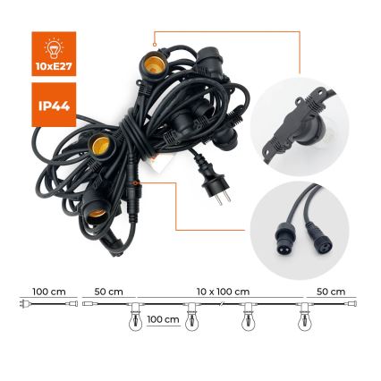 Zunanja dekorativna veriga MIMOSA 10xE27/1,3W/230V IP44 10 m