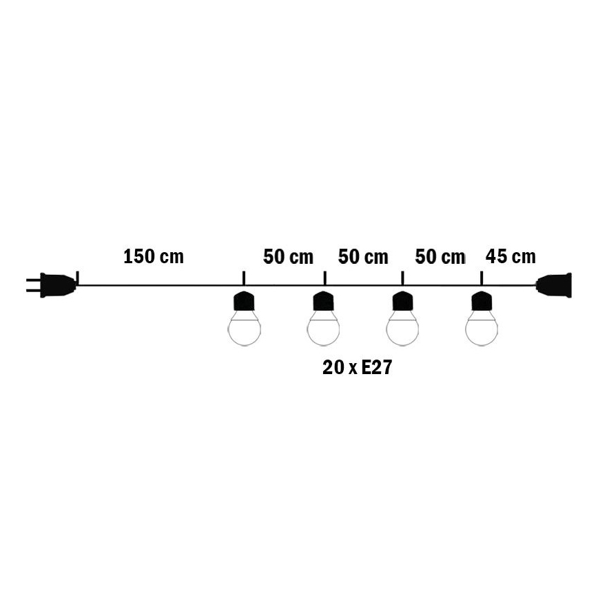 Zunanja dekorativna veriga MIMOSA 20xE27/1,3W/230V IP44 10m