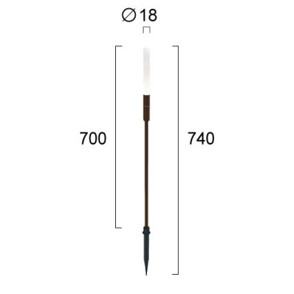 Zunanja LED svetilka STICK, 1,5 W/24 V, IP65, rjava