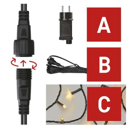 Zunanja LED-veriga, 100 LED, 15 m, IP44, topla bela