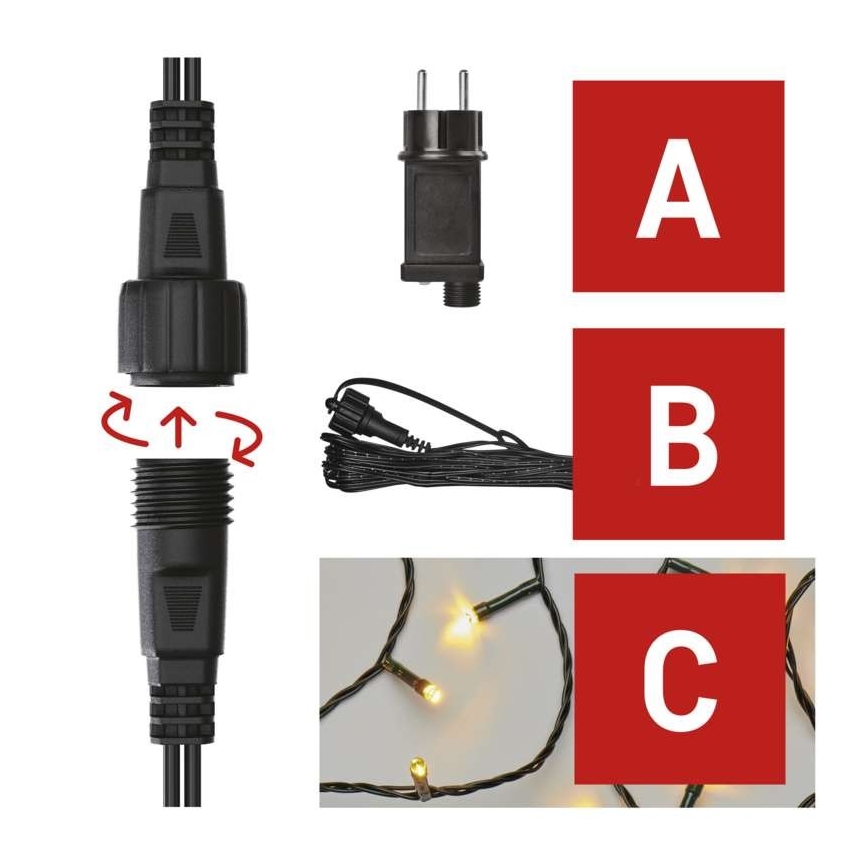 Zunanja LED-veriga, 100 LED, 15 m, IP44, topla bela