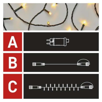Zunanja LED-veriga, 100 LED, 15 m, IP44, topla bela
