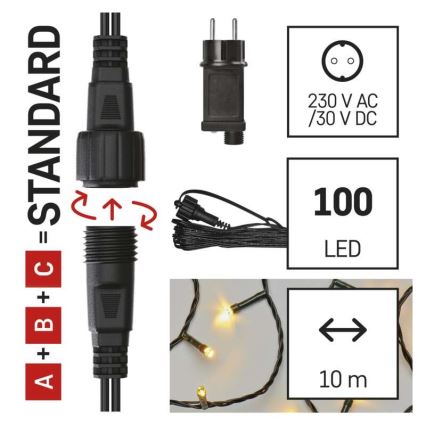 Zunanja LED-veriga, 100 LED, 15 m, IP44, topla bela