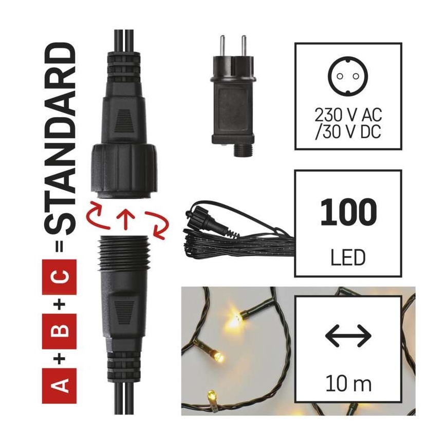 Zunanja LED-veriga, 100 LED, 15 m, IP44, topla bela