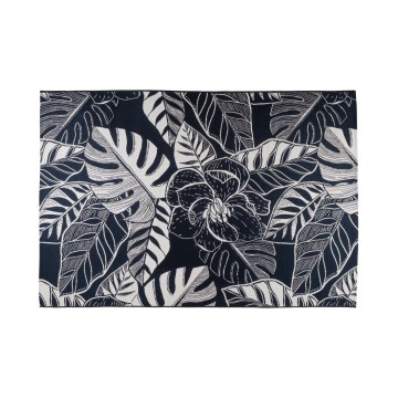 Zunanja preproga JUNGLE 160x220 cm črna/bela/listni vzorec