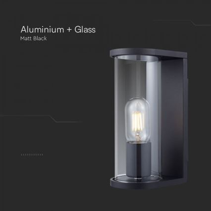 Zunanja stenska svetilka 1xE27/60W/230V IP44 črna/dimljeno steklo