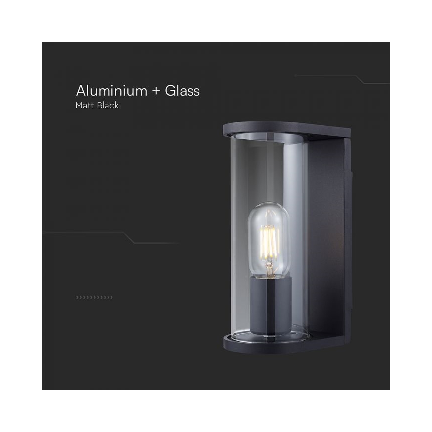 Zunanja stenska svetilka 1xE27/60W/230V IP44 črna/dimljeno steklo