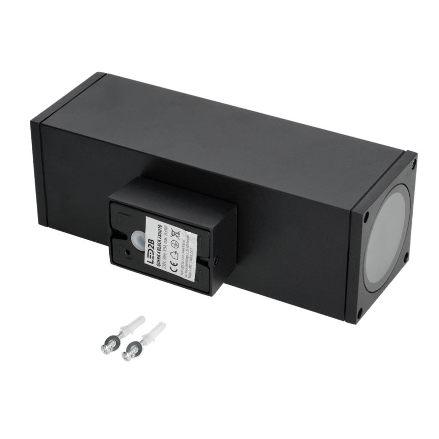 Zunanja stenska svetilka 2xGU10/35W/230V IP54 kvadraten črna