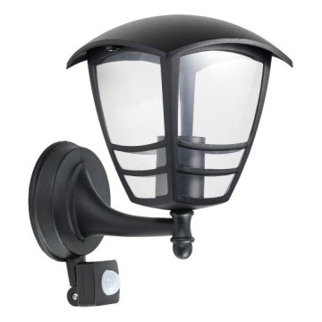 Zunanja stenska svetilka s senzorjem TEVIO 1xE27/60W/230V IP54 črna