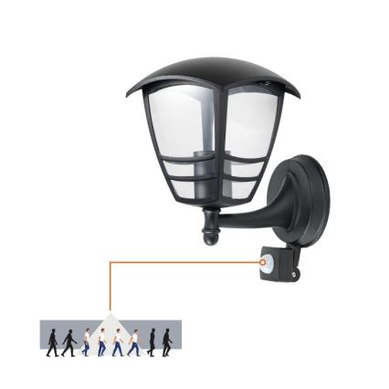 Zunanja stenska svetilka s senzorjem TEVIO 1xE27/60W/230V IP54 črna