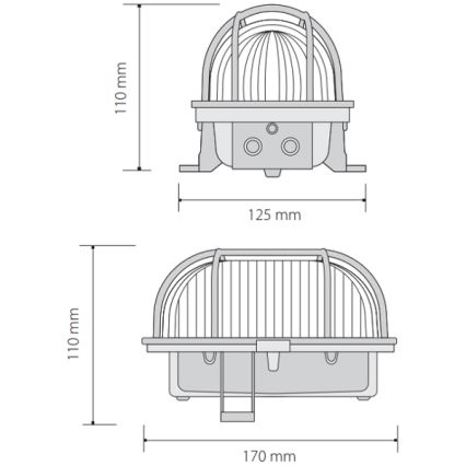 Zunanja stropna svetilka OVAL 1xE27/60W/230V IP44